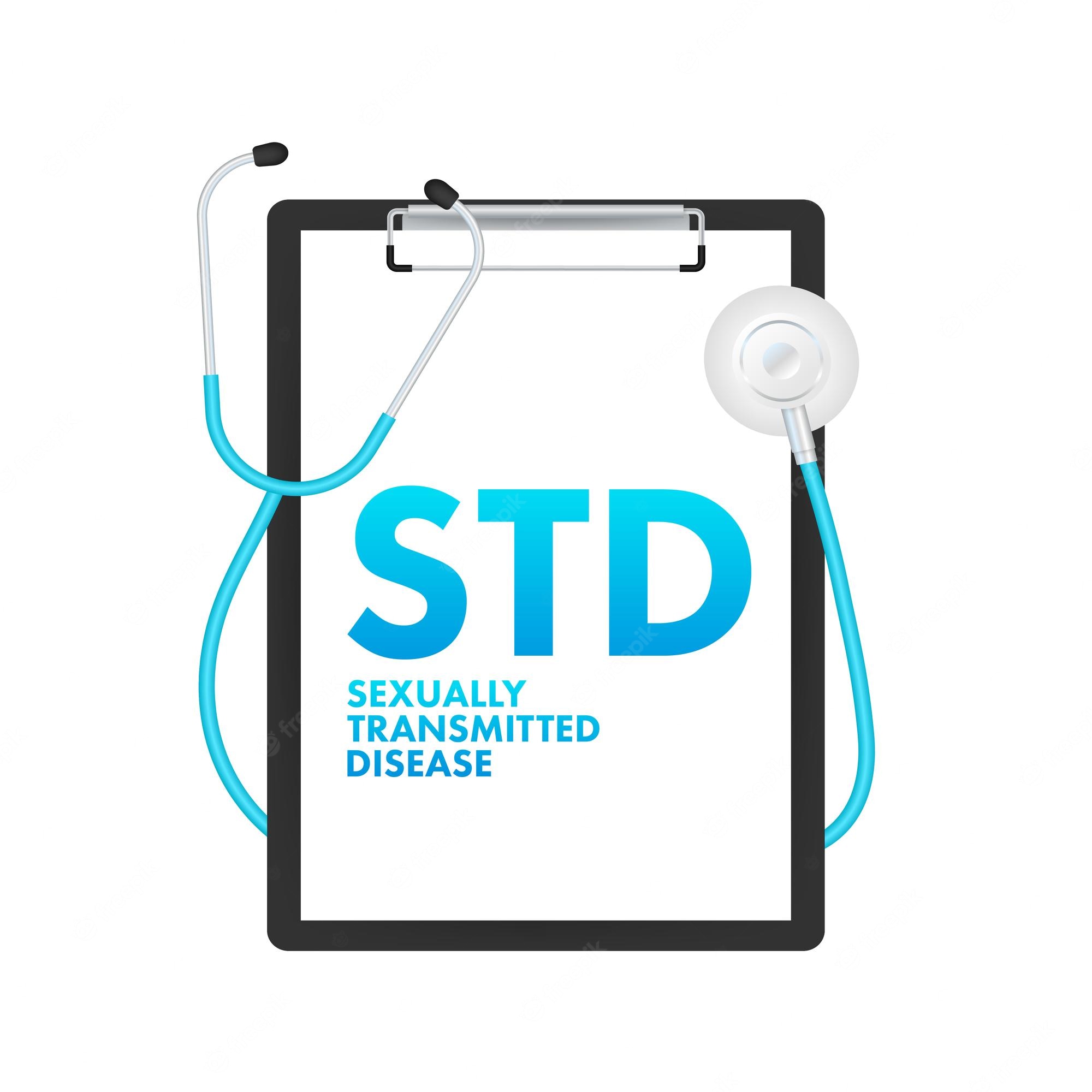 graphic of clipboard with STD printed on it and a stethoscope