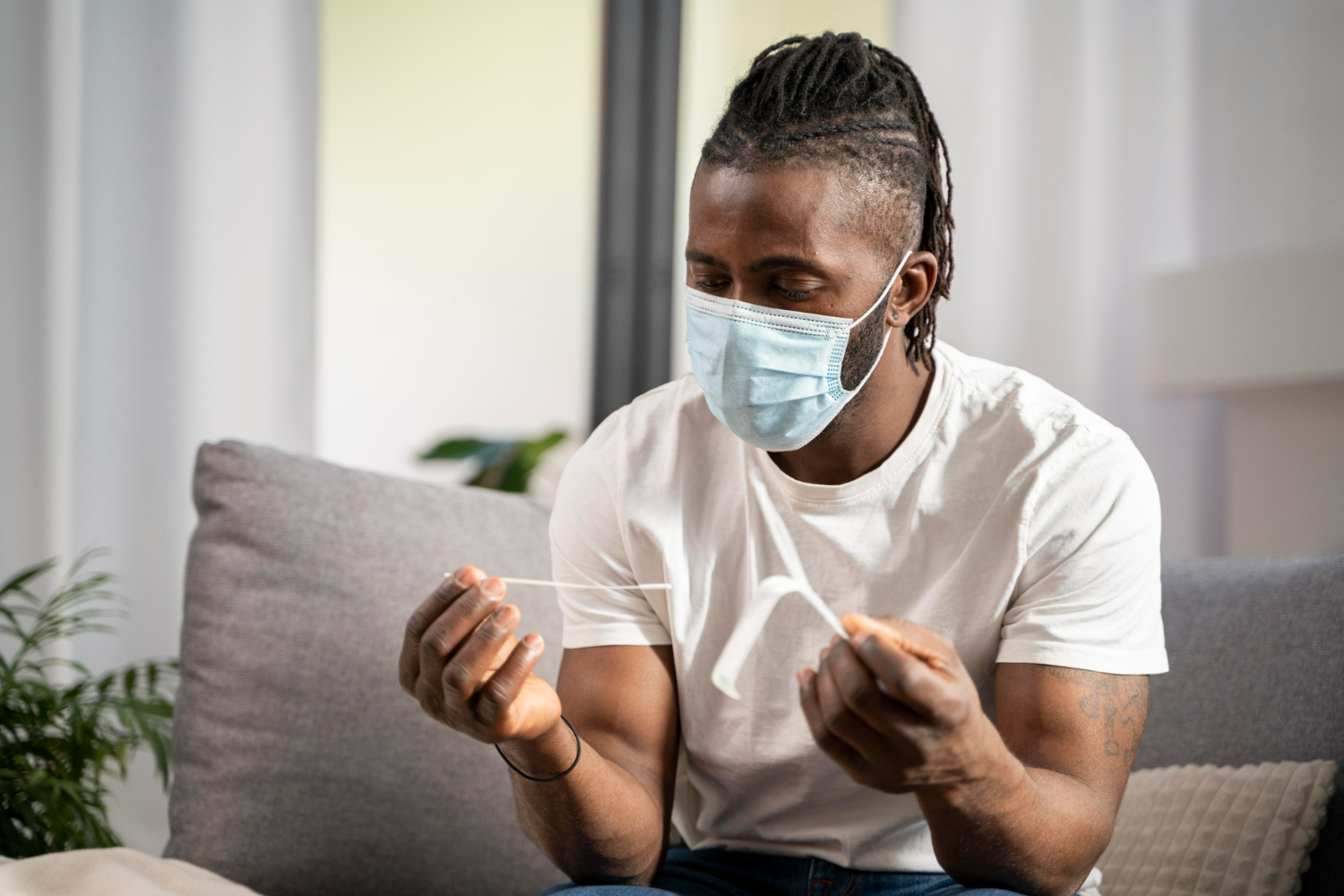 Man taking a covid test